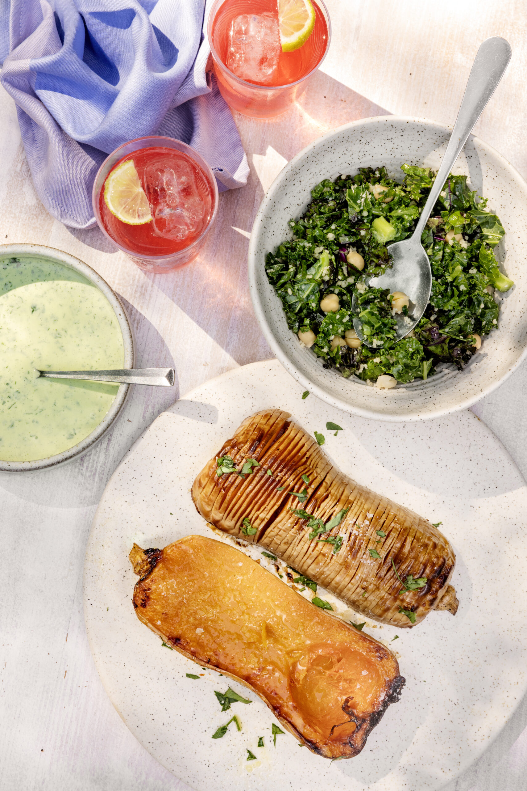 Butternutsquash med grønkåls tabouleh